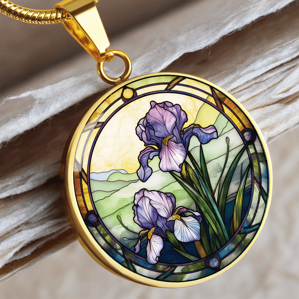 Iris Necklace - February Birth Flower Pendant Jewelry