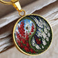 Larkspur Yin Yang Necklace - July Birth Month Flower Pendant Jewelry