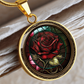 Red Rose Necklace - June Birth Flower Pendant Jewelry