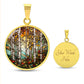 Gold Birch Tree Pendant with engraving
