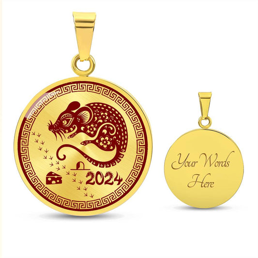 Gold Engraved Rat Necklace