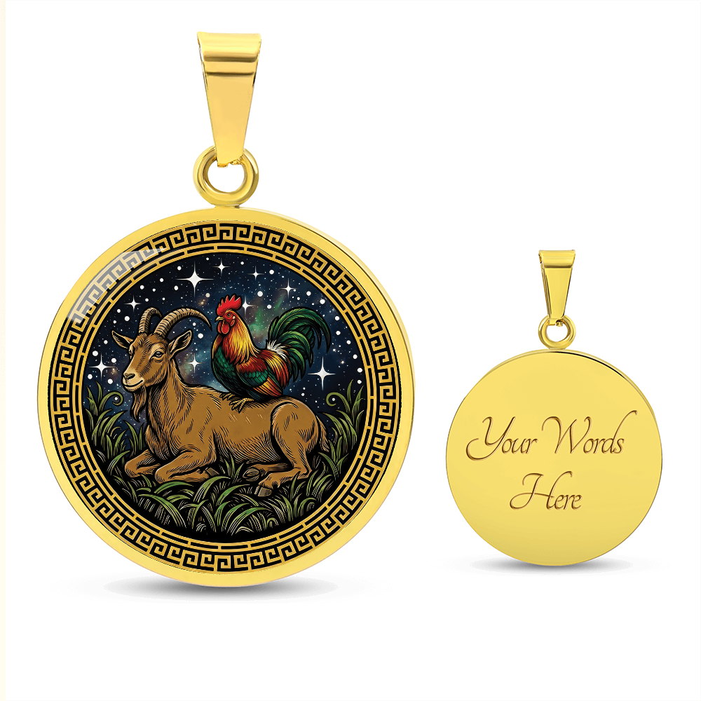 Rooster & Goat Necklace - Couples Chinese Zodiac Animal Pendant Jewelry