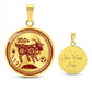 Gold Engraved Ram Necklace