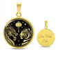 An Elegant gold pendant featuring a Year of the Tiger and Year of The Dragon Necklace in gold and black. This jewelry offers personalization with an engraving option for a name.
