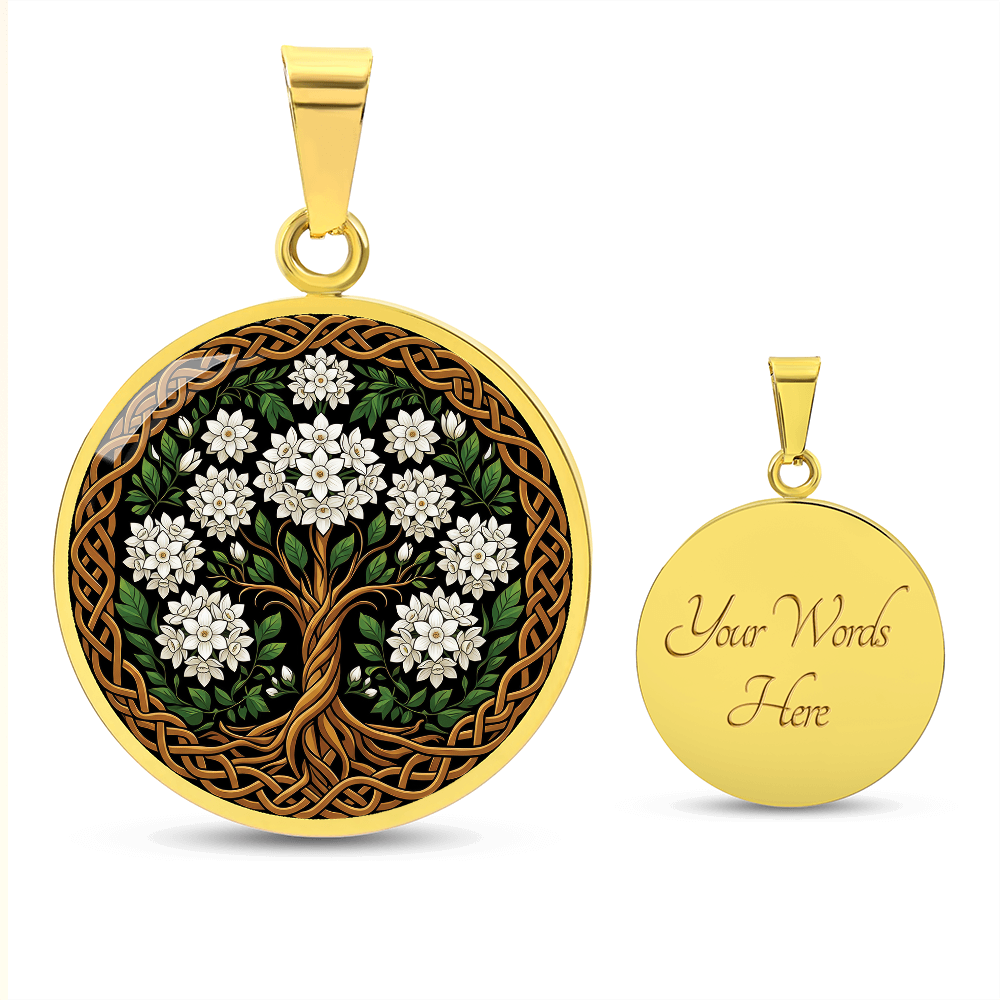 Celtic Tree of Life Pendant Necklace - Narcissus December Birth Flower Jewelry