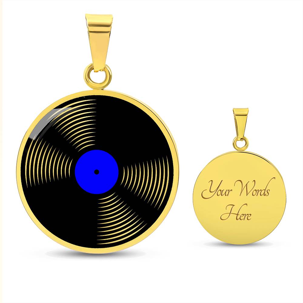 Vinyl Record Necklace Gold - Personalized Music Pendant - Music Theme Gifts For Her or Him - Silver Record Pendant Necklace For Woman or Men