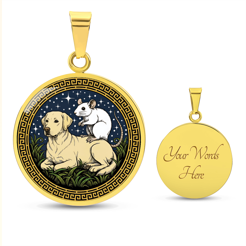 Dog and Rat Necklace - Couples Chinese Zodiac Animal Pendant Jewelry