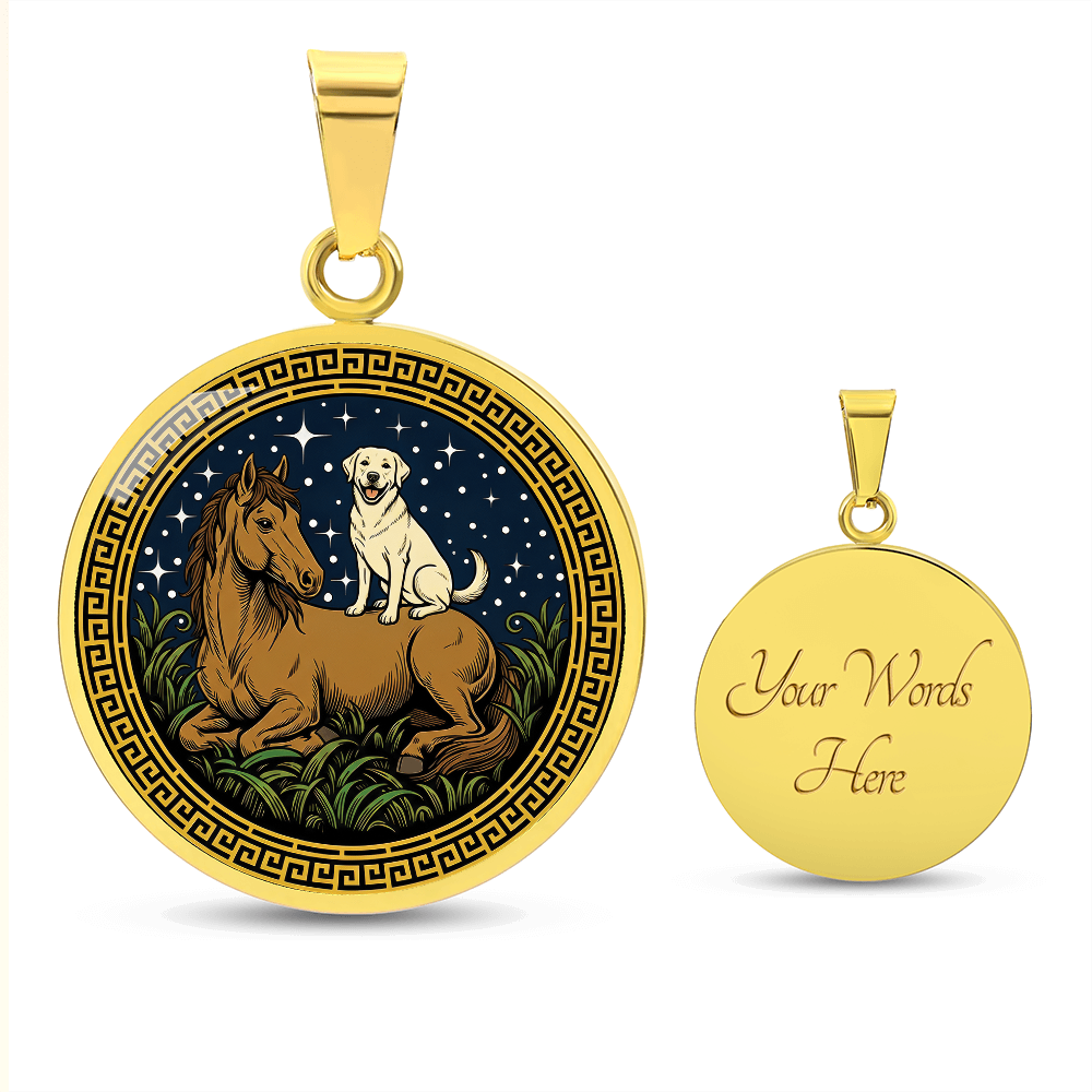 Dog and Horse Necklace - Couples Chinese Zodiac Animal Pendant Jewelry