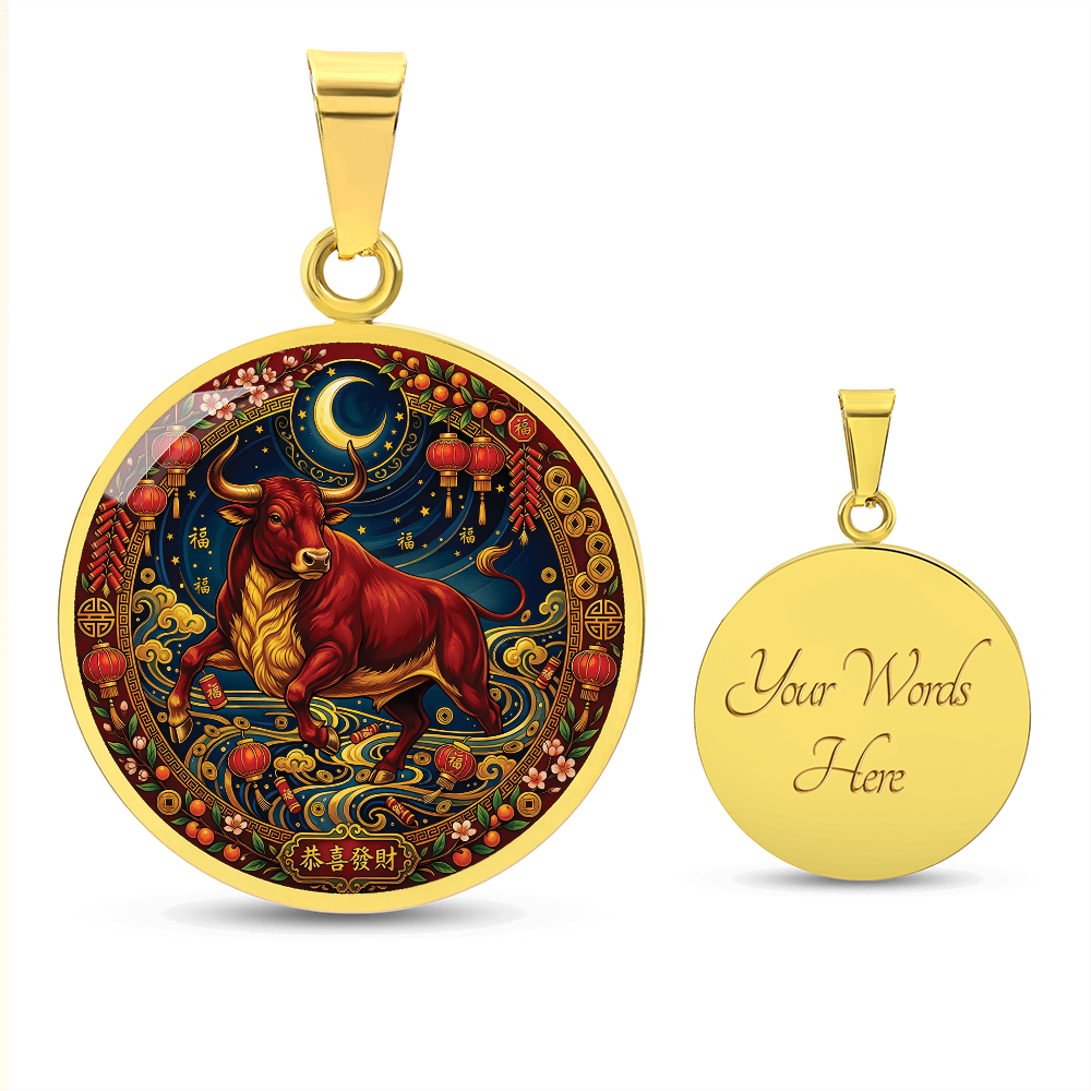 Year of The Ox Necklace - Chinese Zodiac Animal Charm Pendant Jewelry