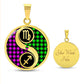 Zodiac Necklace, Personalized Plaid Yin Yang Jewelry, Gold Zodiac Sign Gifts For Her or Him, Sagittarius and Virgo Charm Pendants