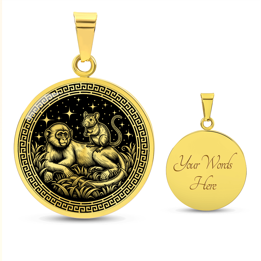 Monkey & Rat Necklace - Couples Chinese Zodiac Animal Pendant Jewelry