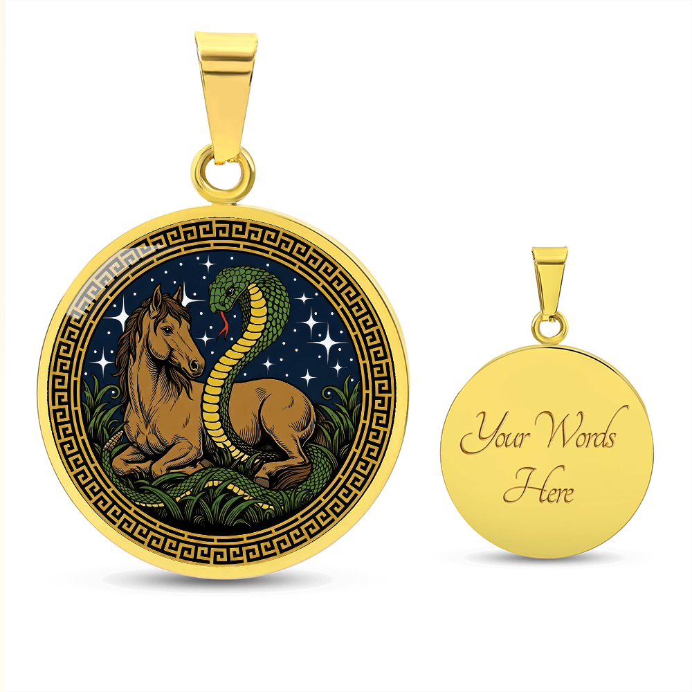 Snake and Horse Necklace - Couples Chinese Zodiac Animal Pendant Jewelry