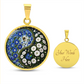 Morning Glory Yin Yang Necklace - September Birth Month Flower Pendant Jewelry