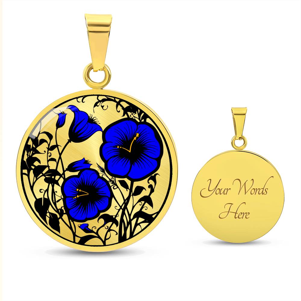 Blue Morning Glory Necklace, Personalized September Birth Month Flower Jewelry, Engraved Floral Charm Pendant Valentines & Mothers Day Gift