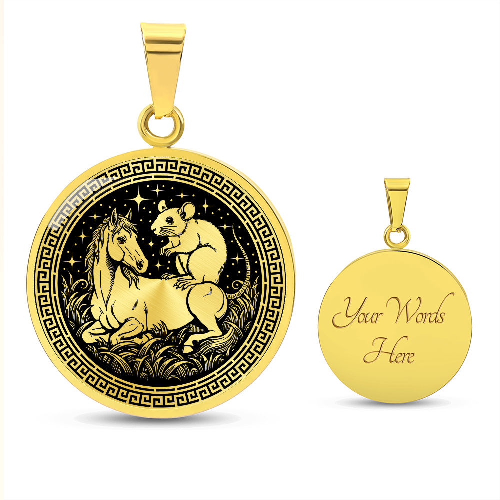 Rat and Horse Necklace - Couples Chinese Zodiac Animal Pendant Jewelry
