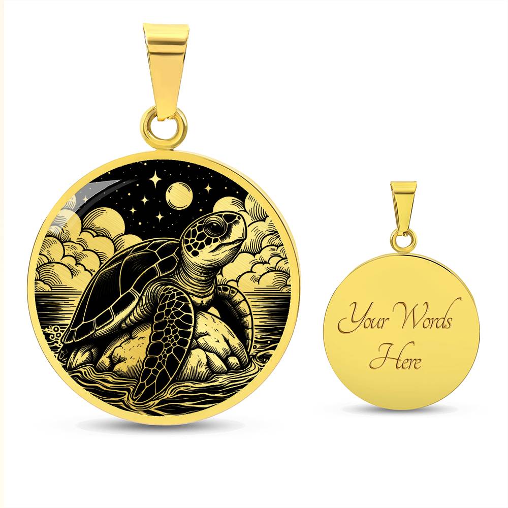 Engraved Sea Turtle Necklace