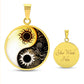 Engraved Gold Sun and Moon Yin Yang Necklace