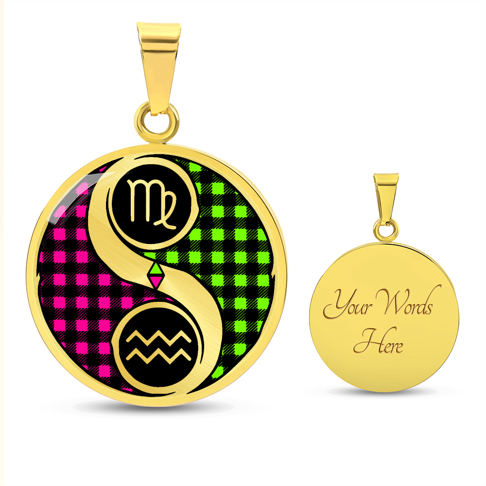 Virgo & Aquarius Necklace - Couples Zodiac Yin Yang Pendant Jewelry