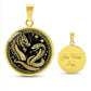 An Elegant gold pendant featuring a Year of the Snake and Year of The Dragon Necklace in gold and black. This jewelry offers personalization with an engraving option for a name.
