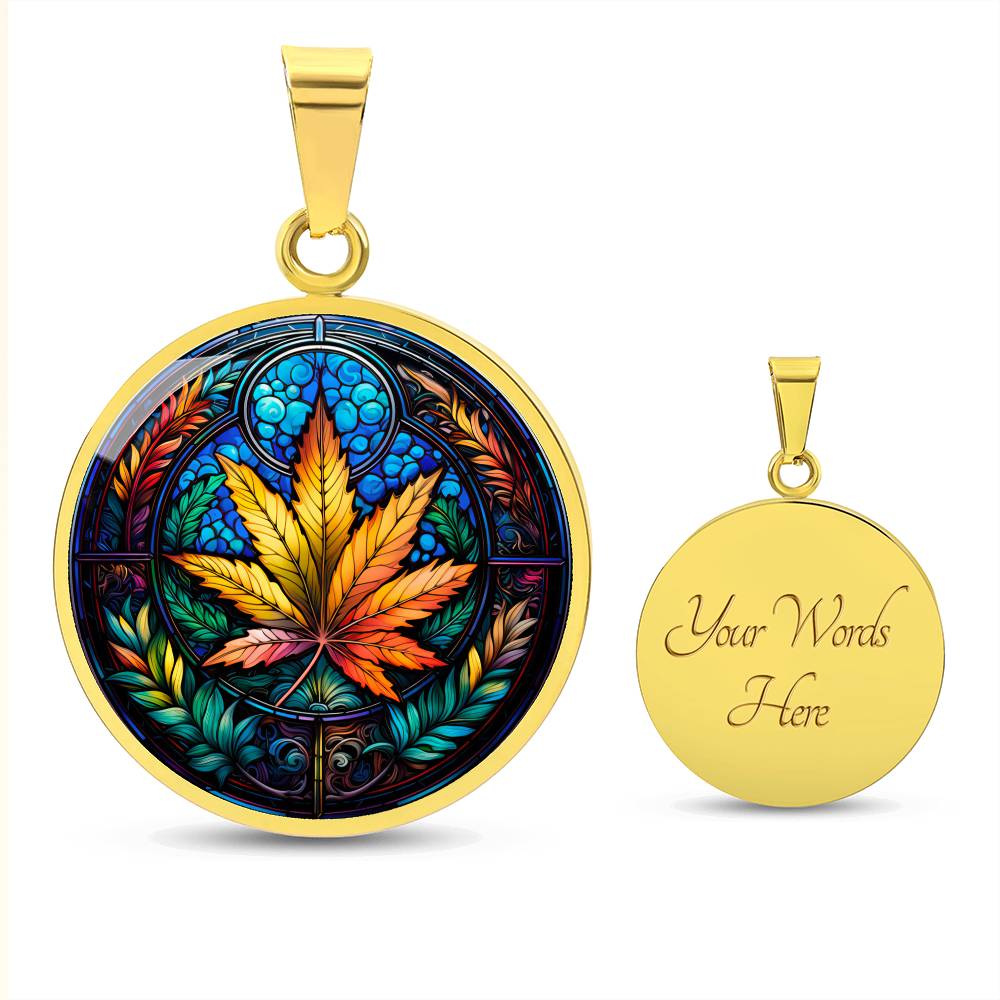 Gold Weed Accessories Marijuana Necklace Engraved Pendant