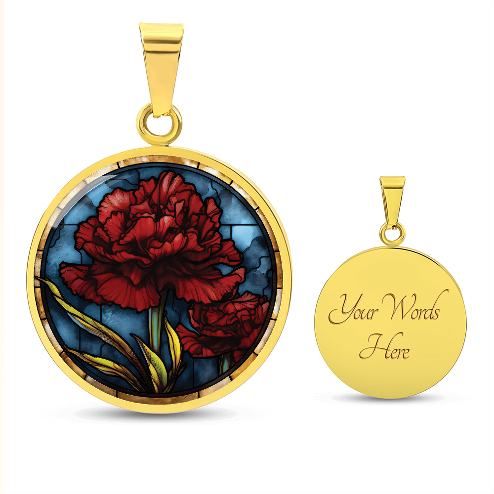 Carnation Necklace - January Birth Flower Pendant Jewelry