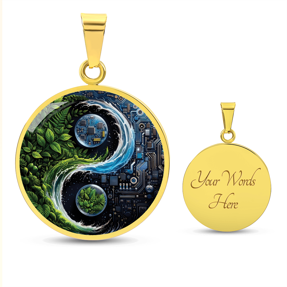 Nature & Circuit Yin Yang Pendant Necklace
