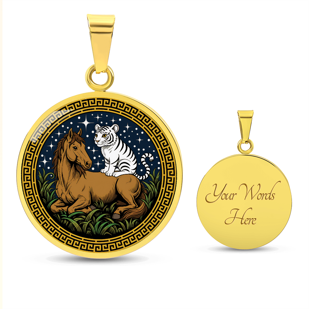 Tiger and Horse Necklace - Couples Chinese Zodiac Animal Pendant Jewelry