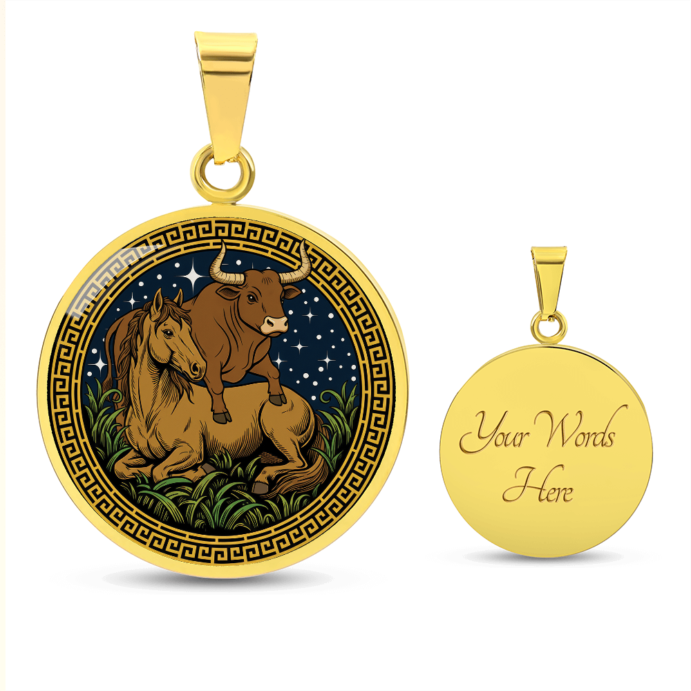 Ox and Horse Necklace - Couples Chinese Zodiac Animal Pendant Jewelry