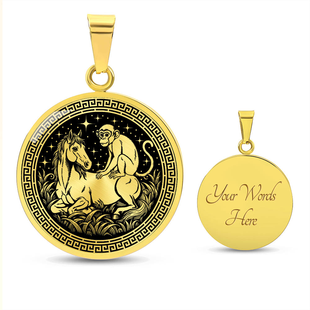 Monkey and Horse Necklace - Couples Chinese Zodiac Animal Pendant Jewelry