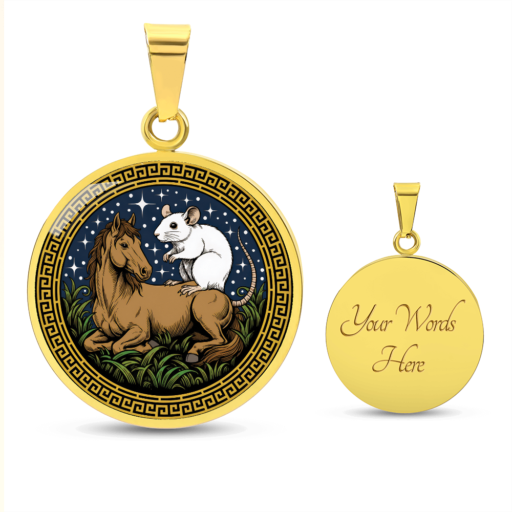 Rat and Horse Necklace - Couples Chinese Zodiac Animal Pendant Jewelry