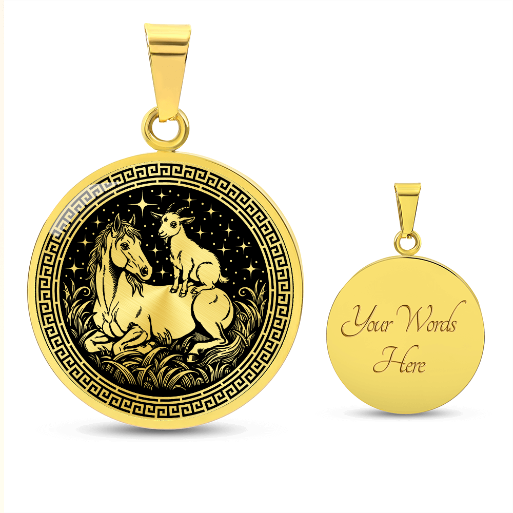Goat and Horse Necklace - Couples Chinese Zodiac Animal Pendant Jewelry