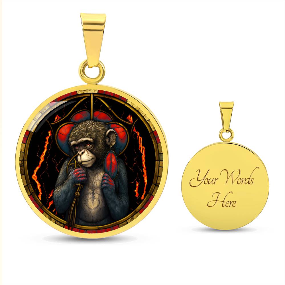 Gold Engraved Monkey Necklace