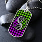 an elegant silver Dogtag pendant Zodiac Necklace. This jewelry offers personalization with an engraving option for a name.