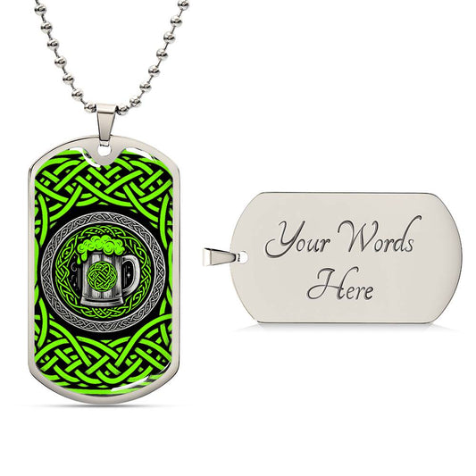 Mens Celtic Necklace, Mens necklace, Personalized Beer Gifts, Green Necklace, Irish Jewelry, Viking gift, Norse Jewelry, Celtic Knot Pendant