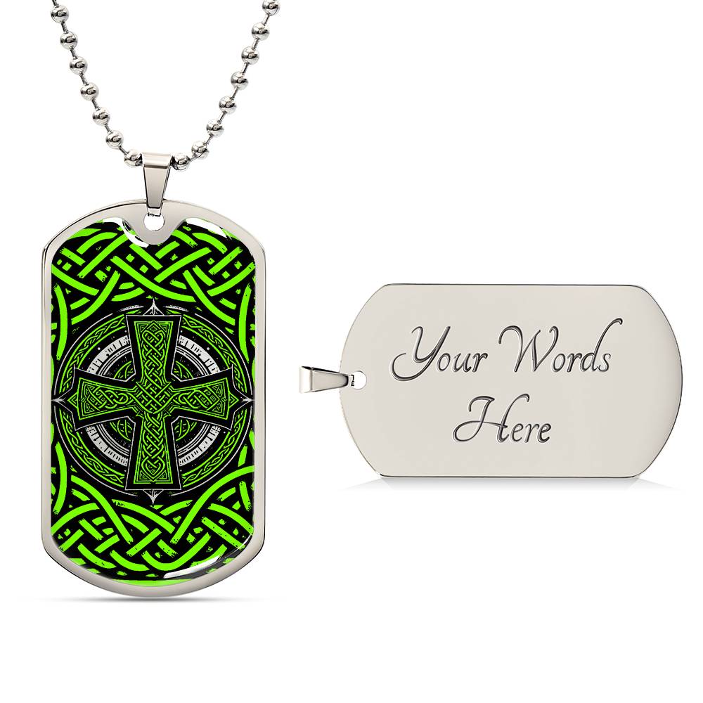 Engraved Celtic Cross Necklace, Celtic Jewelry, Celtic Knot Pendant