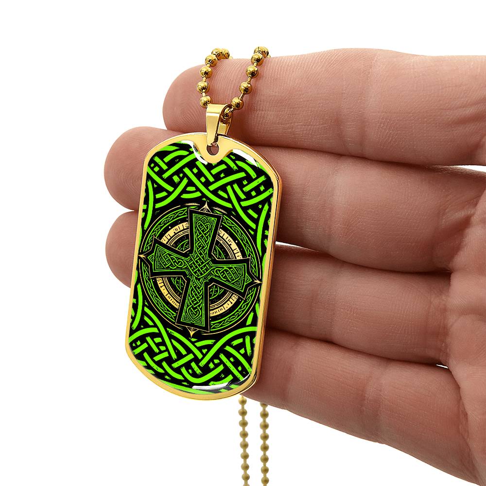 Engraved Celtic Cross Necklace, Celtic Jewelry, Celtic Knot Pendant