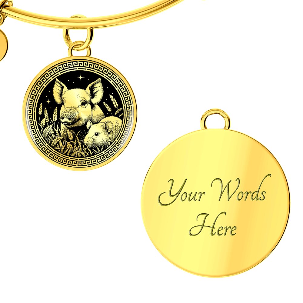 Rat & Pig Bracelet - Couples Chinese Zodiac Pendant Jewelry