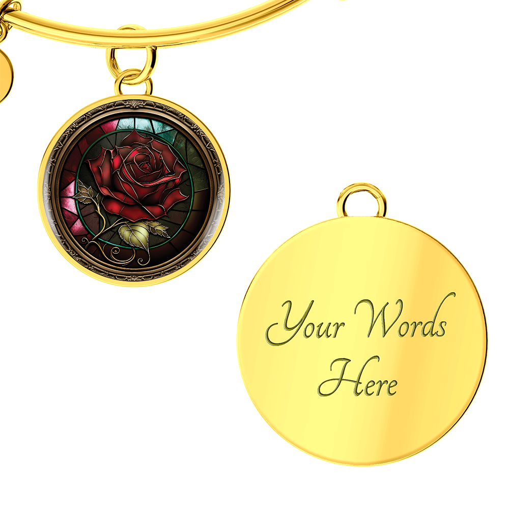 Red Rose Bracelet - June Birth Flower Pendant Jewelry