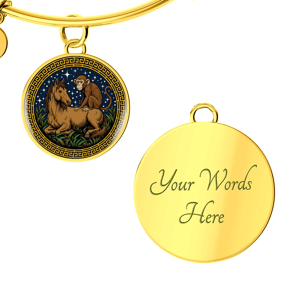 Monkey and Horse Bracelet - Couples Chinese Zodiac Animal Pendant Jewelry