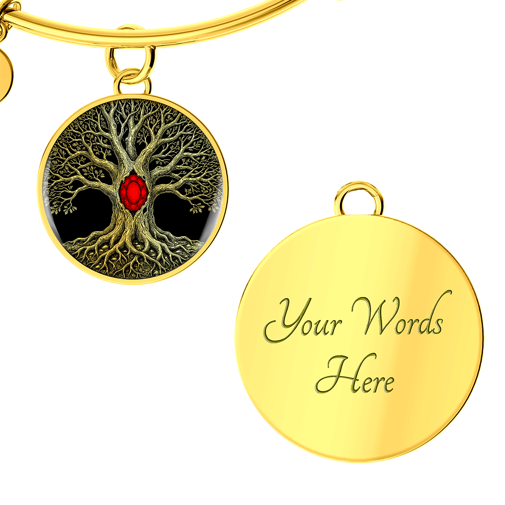 Tree of Life Bracelet - Red Birthstone Design