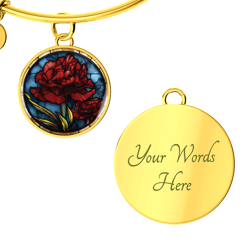 Carnation Bracelet - January Birth Flower Pendant Jewelry