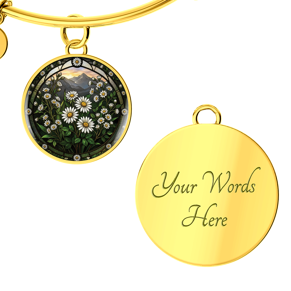White Daisy Bracelet - April Birth Flower Pendant Jewelry