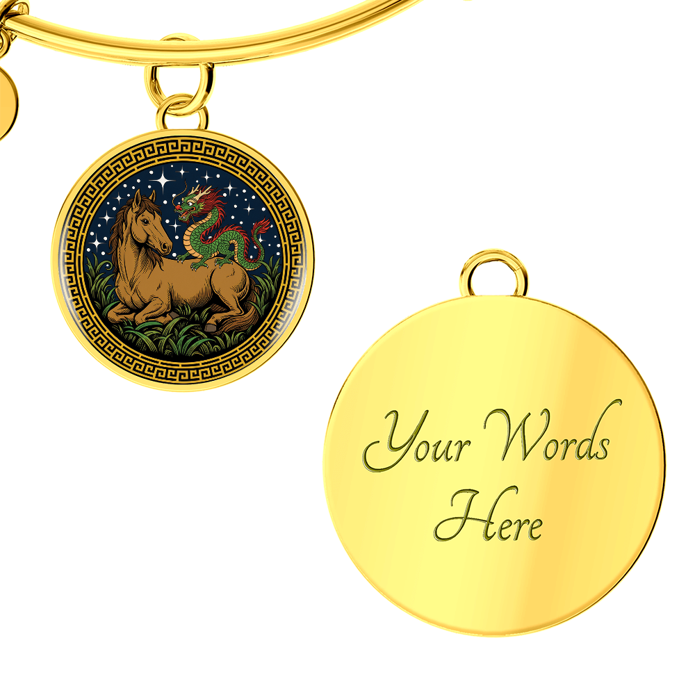 Dragon and Horse Bracelet - Couples Chinese Zodiac Animal Pendant Jewelry