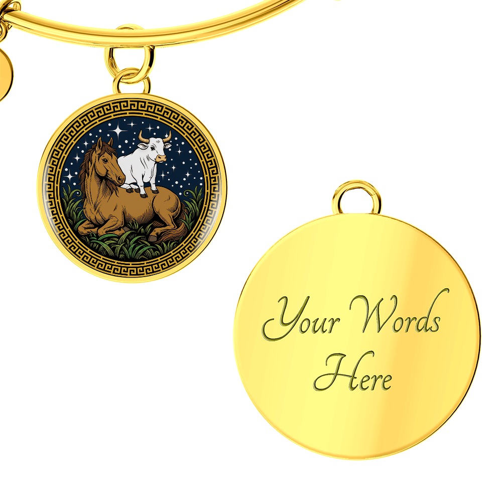 Ox and Horse Bracelet - Couples Chinese Zodiac Animal Pendant Jewelry