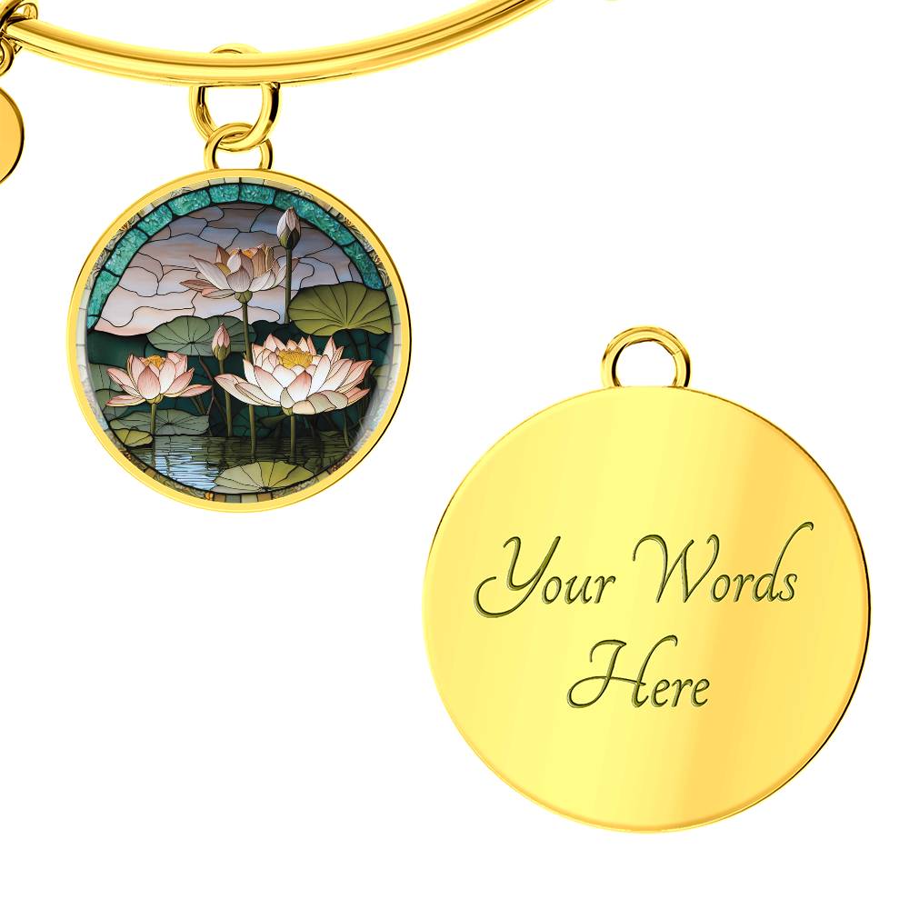 Water Lily Bracelet, July Birth Flower Pendant Jewelry