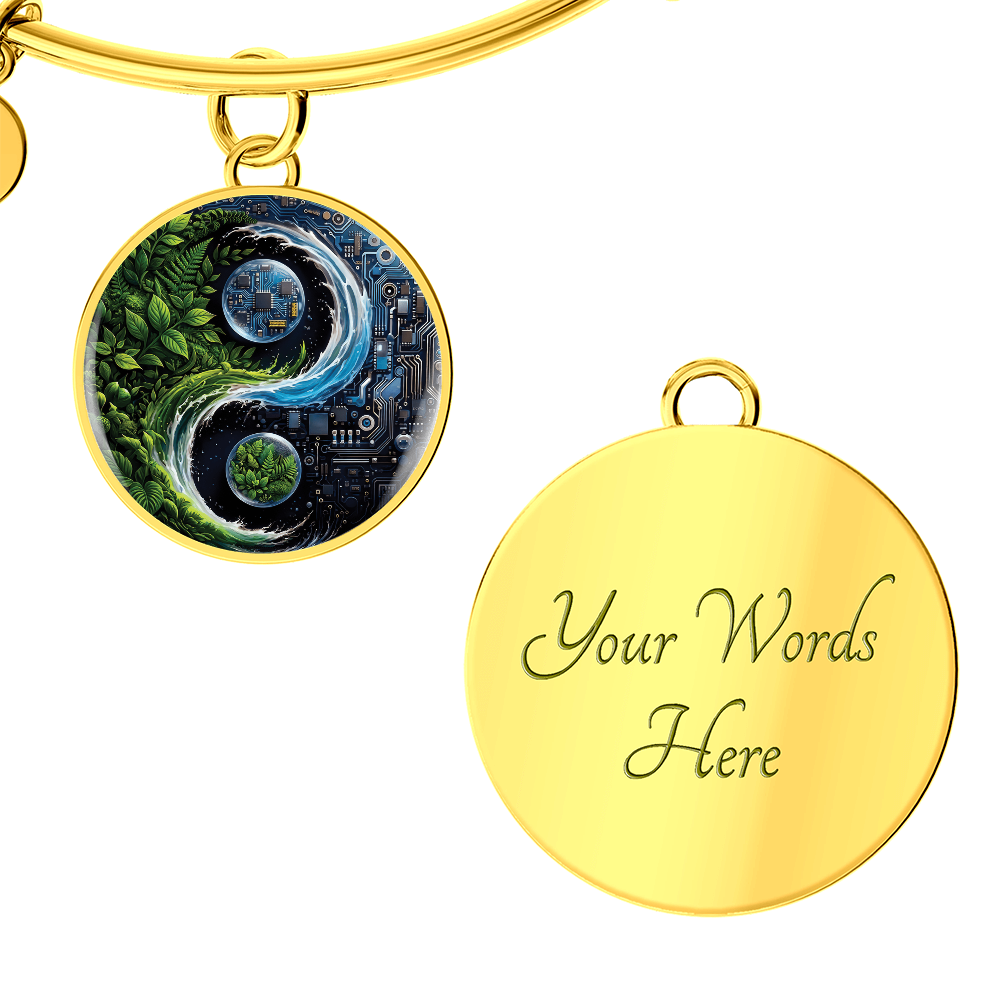 Nature & Circuit Yin Yang Pendant Bracelet