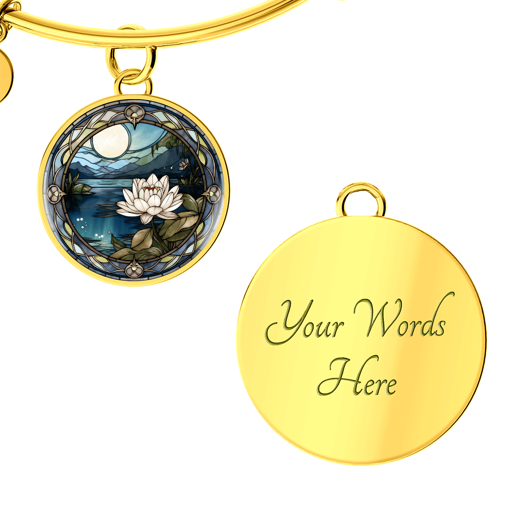 Water Lily Bracelet - July Birth Flower Pendant Jewelry
