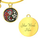 Red and White Morning Glory Yin Yang Bracelet - September Birth Month Flower Pendant Jewelry