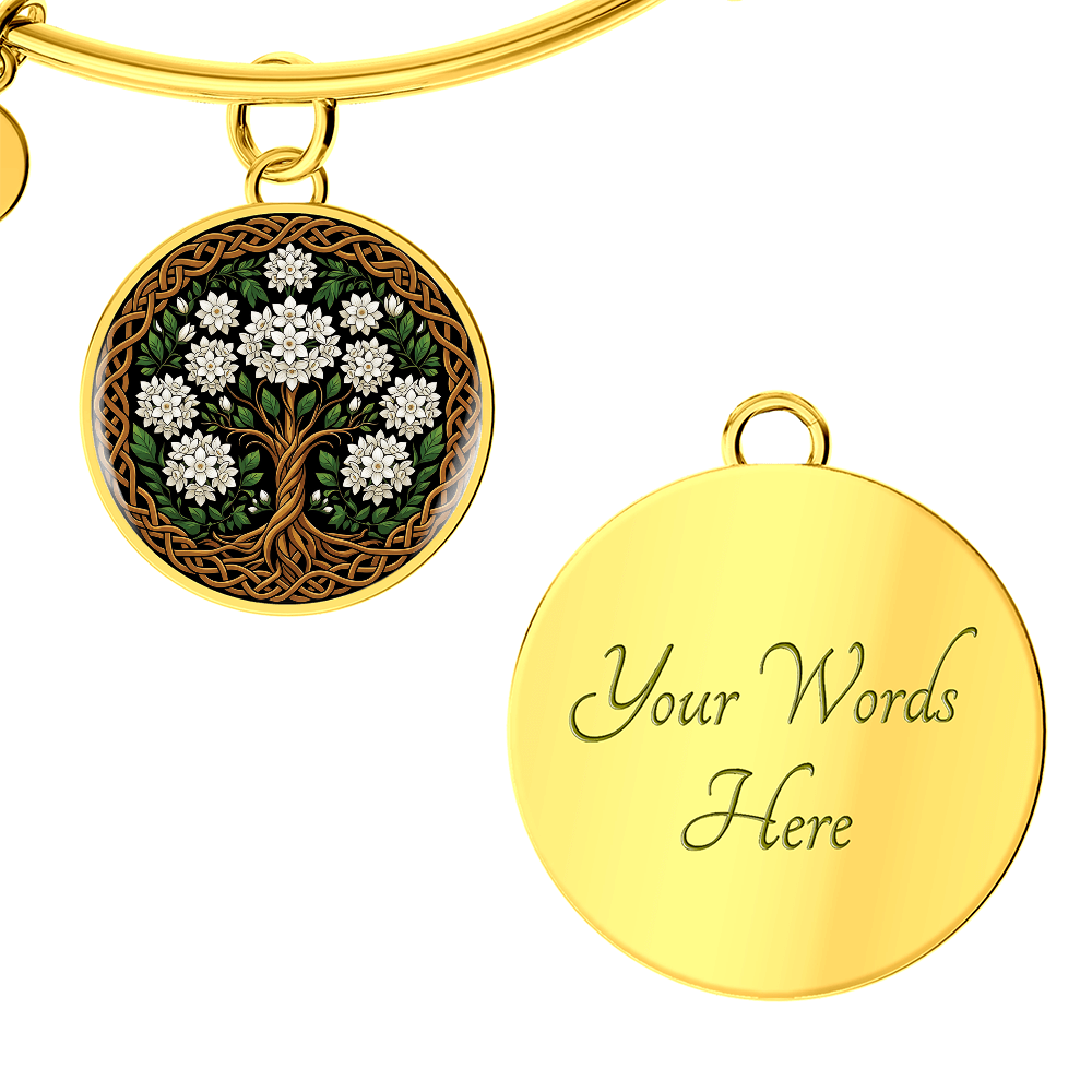Celtic Tree of Life Pendant Bracelet - Narcissus December Birth Flower Jewelry