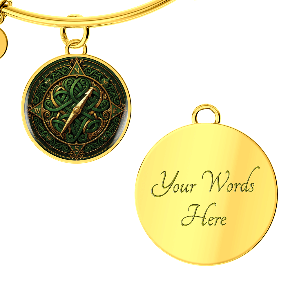 Celtic Compass Rose Bracelet - Green Celtic Pendant Jewelry